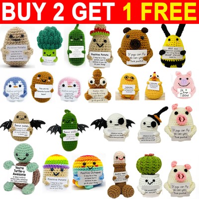 Positive Card Funny Hug Potato Cute Doll Handmade Wool Knitted Desktop Ornaments