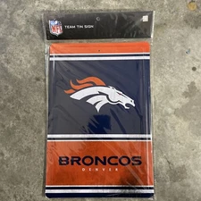 Denver Broncos NFL Team Logo Tin Sign. 12x8”.  NFL