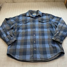 Duluth Trading Flapjack Flannel Shirt Jac Mens XL Blue Plaid Snap Up Rugged *
