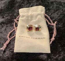 David Yurman 18k Gold, Sterling Silver Châtelaine Garnet 12mm Earrings