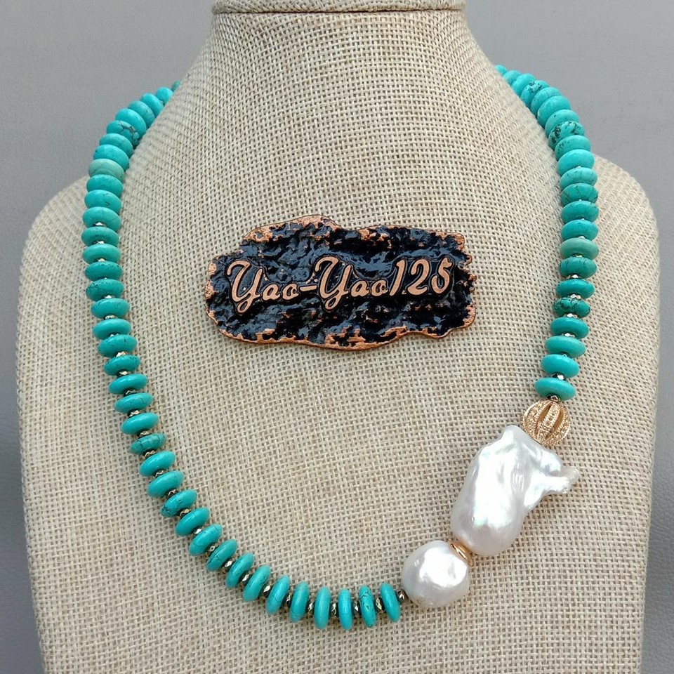 Freshwater Cultured White Keshi Pearl Blue Murano Glass