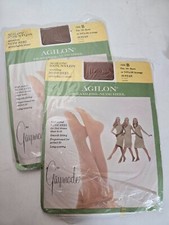 NIP 2 Pair Vintage Gaymode Agilon Seamless Nylon Stockings Suntan B Sz 10 Short
