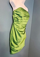 David's Bridal Dress Sz 4 Short Mini Strapless Bridesmaid Prom Tube Satin Green