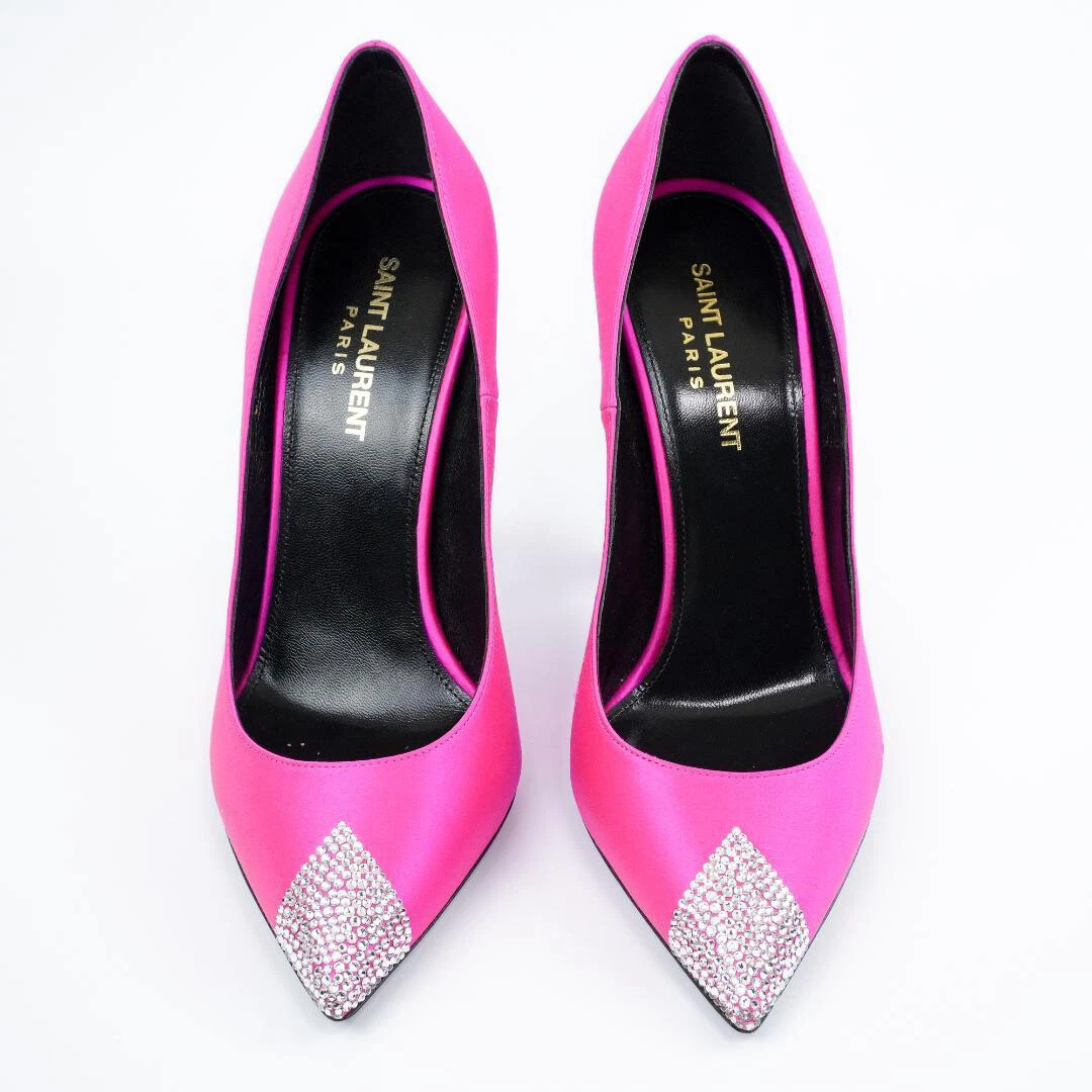 SAINT LAURENT (YSL) Saint Laurent taglia 37 5 decolte donna a punta impreziosite da pietre colore rosa