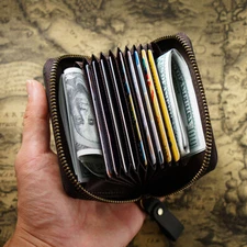 Men Genuine Leather Wallet ID Credit Card Holder RFID Blocking Zipper Pocket New