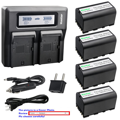 Kastar Battery Dual LCD Fast Charger for Leica GEB221 & Leica Piper 100 SR20