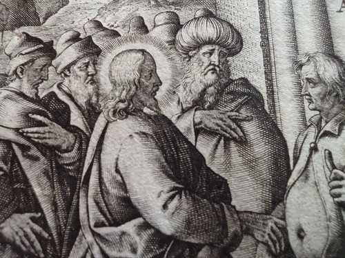 A man with dropsy is healed by Jesus, Passeri, A. Wierix, Stampa 1593 - Picture 5 of 10