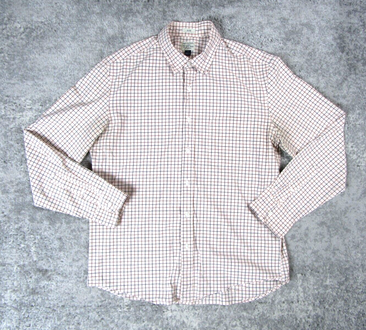 j crew dress shirts men J.Crew Shirt Men Large Slim Dress Red Checker Long Sleeve Button Up Formal