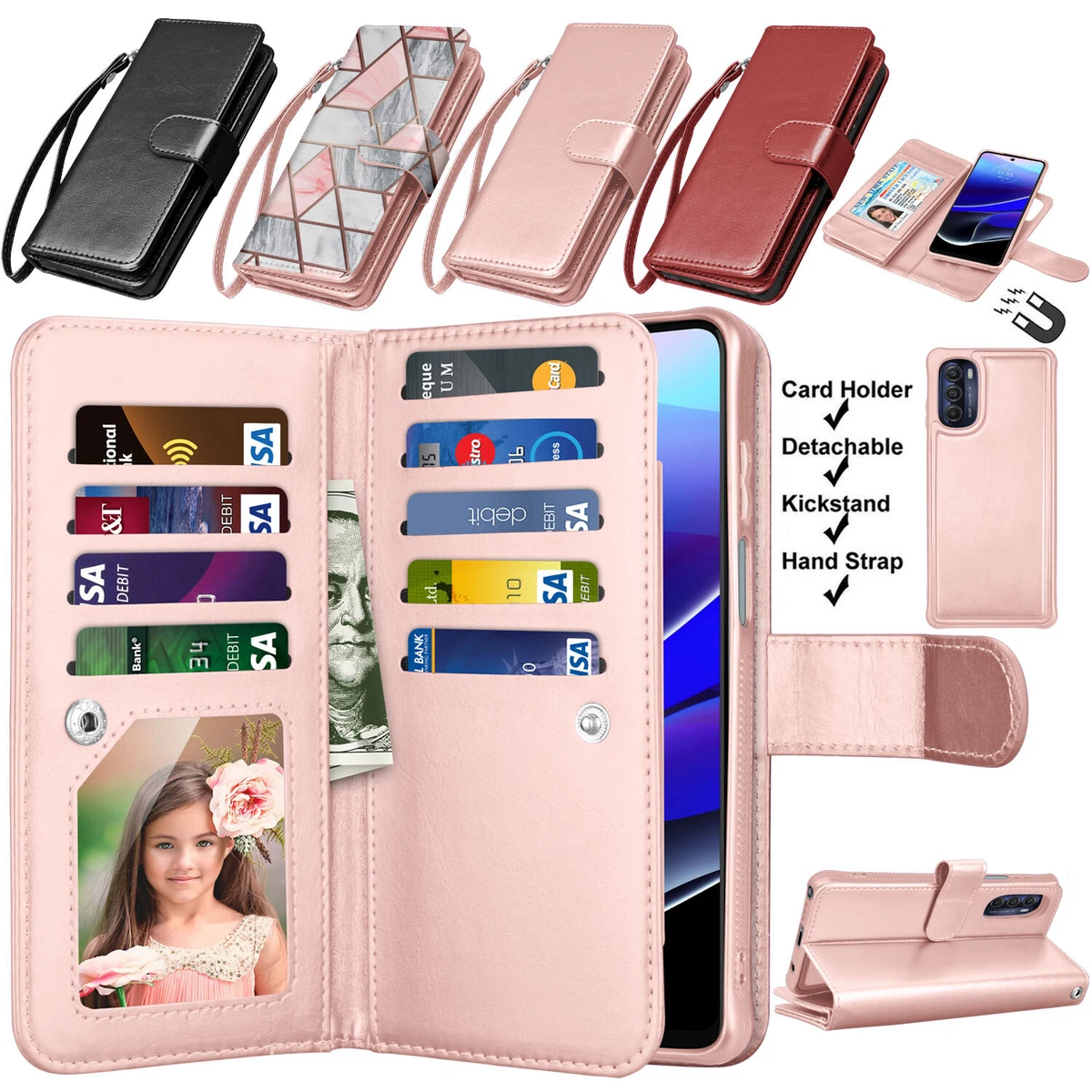 Sconosciuto PH26® - Custodia A Portafoglio Per Carrefour Smart 5 A Pois Dorati In Ecopelle 1046204