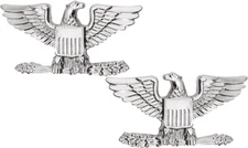 Silver Polished Colonel United States Army Rank Insignia Pin Set US Made