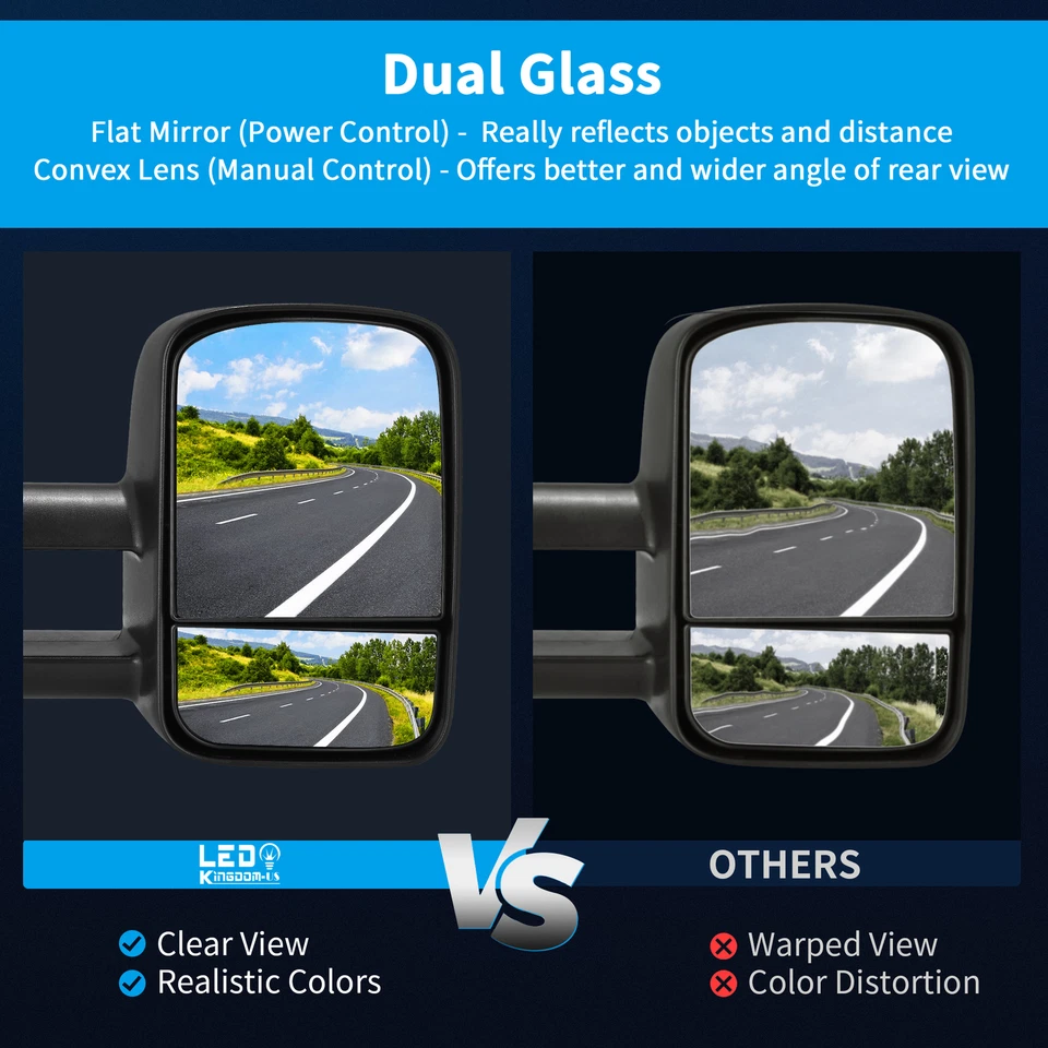 Par de espejos retrovisores de remolque para Chevy GMC C/K 1500 2500 3500 1988-1998 retrovisores ajustados eléctricamente Foto 4 de 4