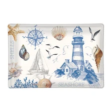 Michel Design Works Glass Trinket / Soap Dish The Shore Beach Ocean Nautical NEW
