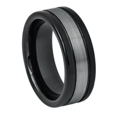 Tungsten Ring Band High Polished Shiny Black IP Plated For Men & Women