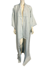 NWT Japanese Kimono Aqua and White Triangle Print Full Length One Size