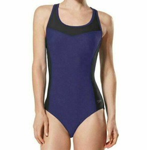 New-Women-039-s-Speedo-Colorblock-One-Piece-Swimsuit-Blue-Harmony-Size-Large