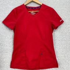 Landau Scrub Top Womens XS Red Workflow Nursing Vet Medical Uniform Short Sleeve
