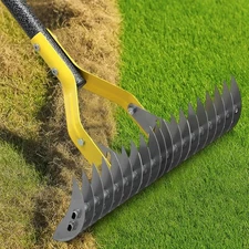 Dual-Action Thatch Rake for Lawn – Efficient 15" Thatching with Yellow 