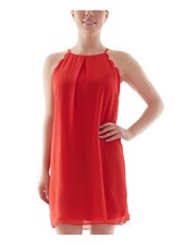 BCX DRESS Womens Keyhole-back Sleeveless Halter Short Party Shift Dress