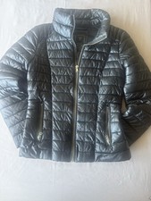 GUESS Womens Black Faux Leather Puffer Jacket...