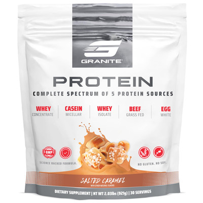 Granite Protein Powder Whey Isolate & Concentrate, Salted Caramel Flavor, Cas...
