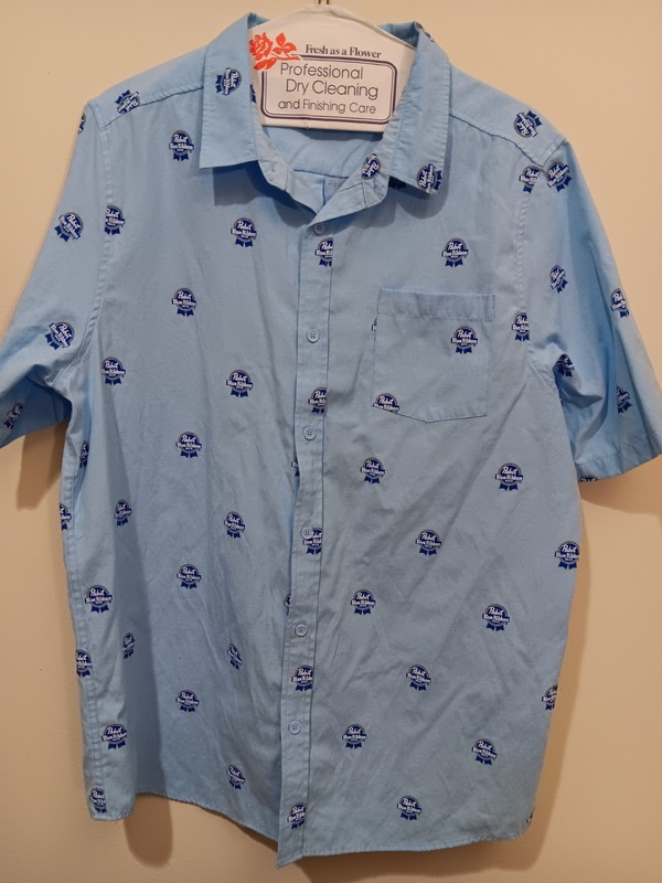 Pabst Blue Ribbon Beer PBR Men's Short Sleeve Button Up Shirt Size 2XL 