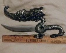 9" Decorative Dragon Dagger - Unused 5" Blade 9" Overall Knife & Sheath, Metal
