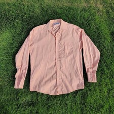 Yves Saint Laurent Pour Homme Men's Pink Cotton Woven Button-Up Shirt Pockets