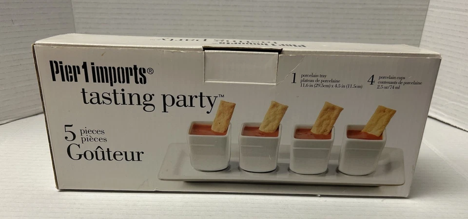 PIER 1 IMPORTS Tasting Party 5 Pc Porcelain Cup Set Sampler W/Tray - Image 3 of 4