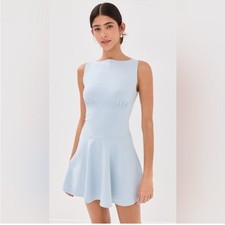 Reformation Mayve Knit Dress, blue SIZE LARGE