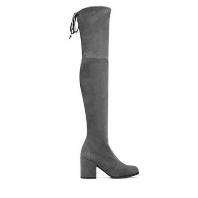 Chinese Laundry 6.5 Grau Wildleder Tieland Overknee Absatz Hoch Stiefel - Bild 1 von 4