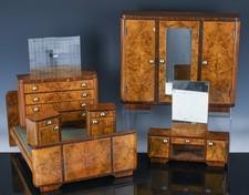 VERY RARE c1951 ITALIAN DESIGNED ART DECO SALESMAN SAMPLE BURLED BEDROOM SUITE