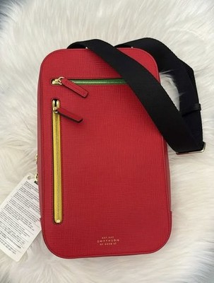 Smythson Bags Leather Shoulder Crossover Bag Red Yellow Green Zip