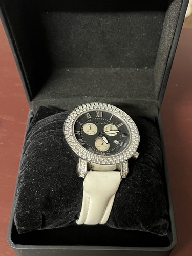Swiss 5 Carat VS Diamond Bezel Watch for Men Benny and Co Black Dial 45mm *used*
