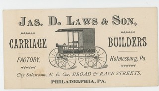 Tarjeta publicitaria Mr Fancy Cancel Jas D Lawas & Son Charriage Builders Holmesburg PA #873
