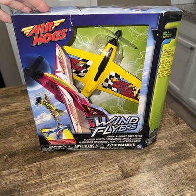 Air Hogs Wind Flyers  Yellow ~ Aircraft Airplane Free Flying Launched Plane NIB