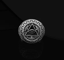 Eye Of Providence Signet Ring 925 Sterling Silver Oxidized Ring Duty Free