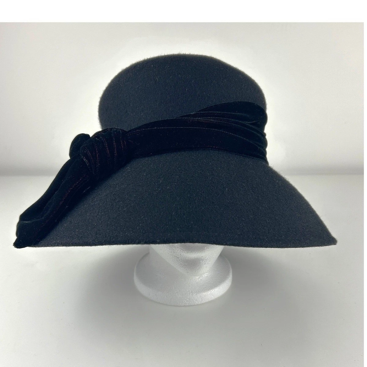 NWT David & Young black wool blend felt & velvet cloche bucket hat David Young Hat In Women main image 4