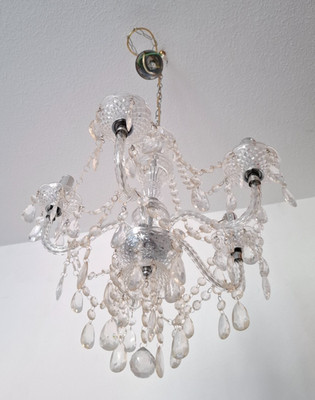Deckenleuchte Lüster Kristall Deckenlampe Kronleuchter 5 Fl. Acryl Behang