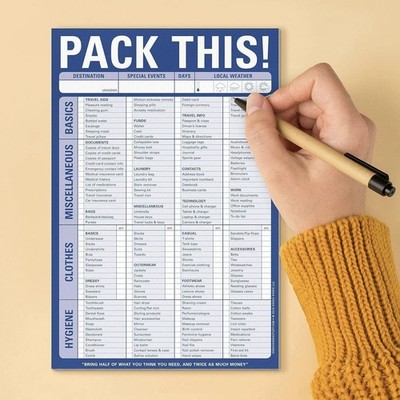 Knock Knock PACK THIS! NEW Pad - 60 Sheets Packing List ~ Notepad 6'' x 9'' 12031 