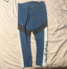 adidas climalite High Rise Stretch Ankle Leggings Colorblock Blue/Black/White L