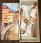 Bella-Vita Leather Slide Sandal w/ Goldtone Accents US Size 9-1/2 NIB Italy — photo 2