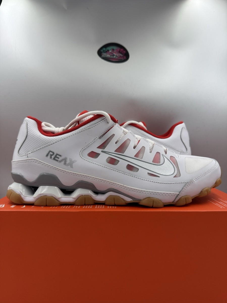 Nike Reax 8 TR Mesh White Wolf Grey Chile Red 621716-103 Size 13