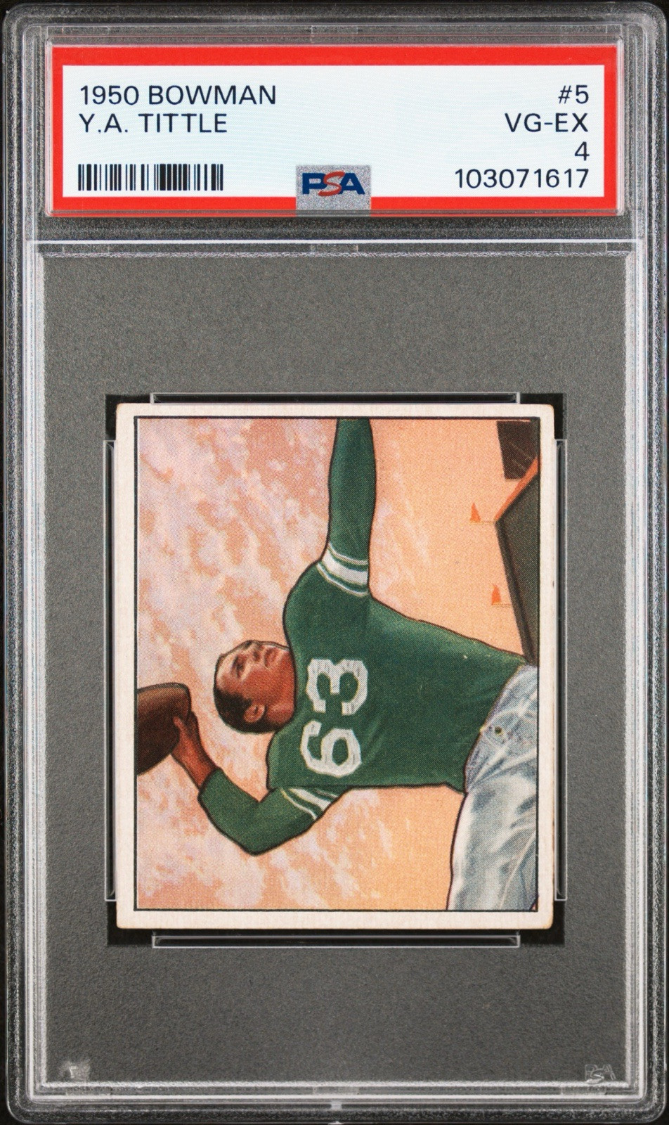 1950 Bowman #5 Y.A. Tittle Rookie Card RC PSA 4 VG-EX Nice Color & Centering!