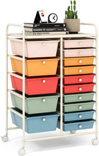 15 Drawer Rolling Storage Cart, Rolling Cart with Drawers for Classroom, Art Sup