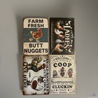 Lot of 4 Funny Chicken Metal Signs Farmhouse Wall Decor Humor Art — photo 1