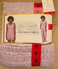 Live 2 Lounge Women  s 4-Piece Pointelle Lounge Set, MEDIUM, Purple, SEALED, NWT 