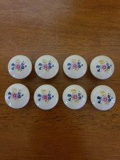 Vintage Porcelain Cream Floral Bouquet Drawer Pulls Cabinet Knobs. Lot of 8