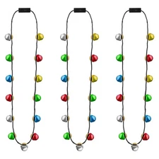 Christmas Light Necklace, 3Pcs Bells Light up Christmas Necklace, Jingle Bell...
