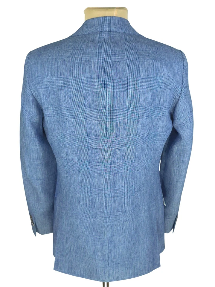 Suitsupply Mens Blue Check Linen Blazer Jacket Size EU 46 / US 36 (S) - Image 3 of 4
