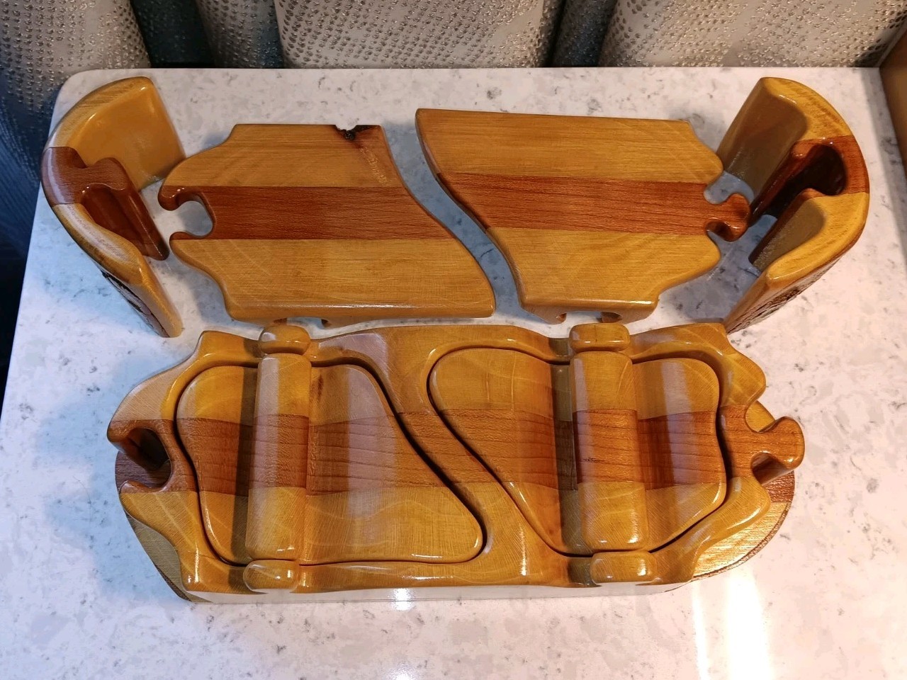 Raw Edge 9 Piece Multi Wood Puzzle Box 